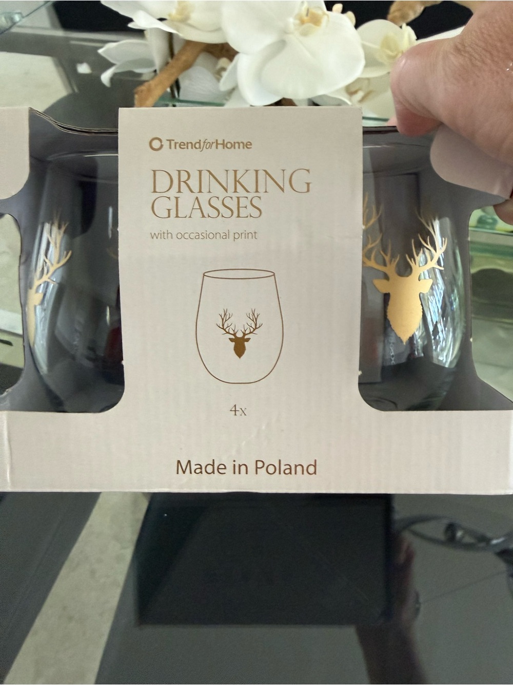 Gold Deer Stemless Drinking Glasses - Set of 4